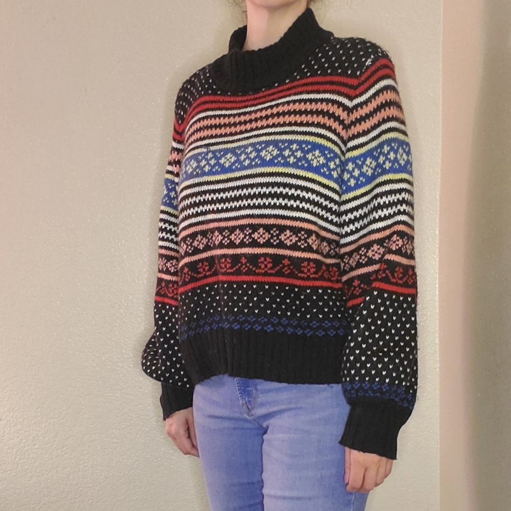 American Eagle AE XL fair isle puff slv sweater